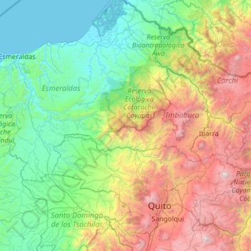 Mappa topografica Cordillera de Toisán, altitudine, rilievo