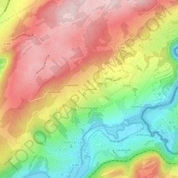 Mappa topografica La Courpée, altitudine, rilievo