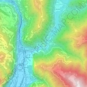 Mappa topografica Incino, altitudine, rilievo