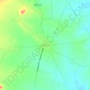 Mappa topografica Kadathur, altitudine, rilievo