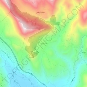 Mappa topografica Valleluce, altitudine, rilievo