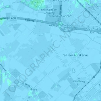 Mappa topografica Sinoutskerke, altitudine, rilievo