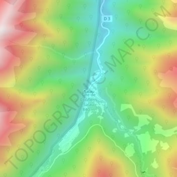 Mappa topografica Gîte de Couflens Salau, altitudine, rilievo