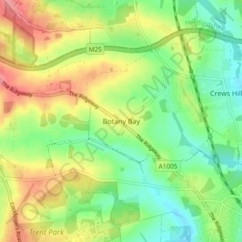 Mappa topografica Botany Bay, altitudine, rilievo