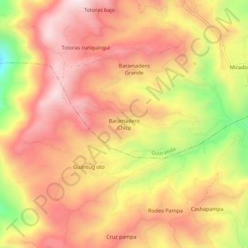 Mappa topografica Baramadero Chico, altitudine, rilievo