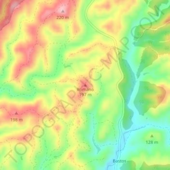 Mappa topografica Romano, altitudine, rilievo