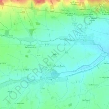 Mappa topografica Le Barc, altitudine, rilievo