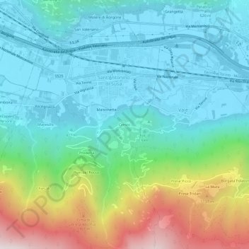 Mappa topografica Cresto, altitudine, rilievo