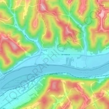 Mappa topografica Sardis, altitudine, rilievo