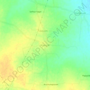 Mappa topografica Arungal, altitudine, rilievo