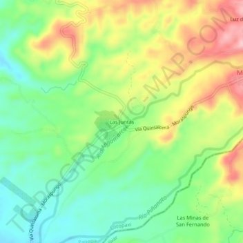 Mappa topografica Las Juntas, altitudine, rilievo