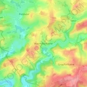 Mappa topografica Warmifontaine, altitudine, rilievo