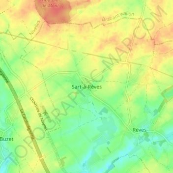 Mappa topografica Sart-à-Rèves, altitudine, rilievo