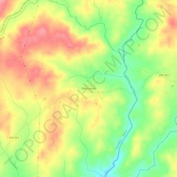 Mappa topografica Martianas, altitudine, rilievo