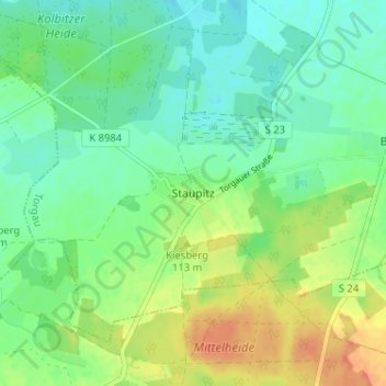 Mappa topografica Staupitz, altitudine, rilievo