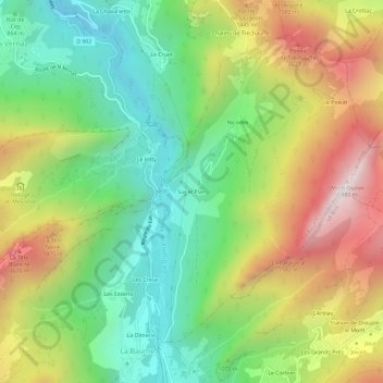 Mappa topografica Sur le Plan, altitudine, rilievo