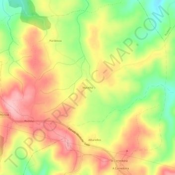 Mappa topografica Maceira, altitudine, rilievo