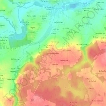 Mappa topografica La Croix Legavre, altitudine, rilievo