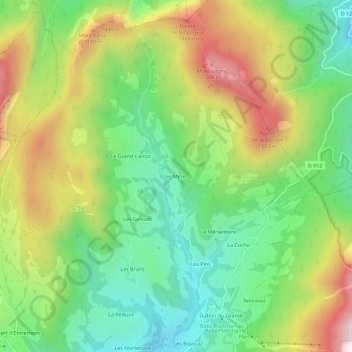 Mappa topografica Les Minets, altitudine, rilievo