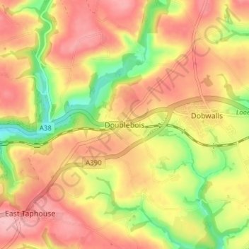 Mappa topografica Doublebois, altitudine, rilievo