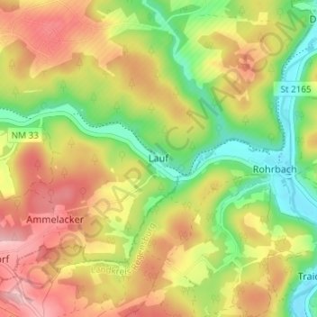 Mappa topografica Lauf, altitudine, rilievo