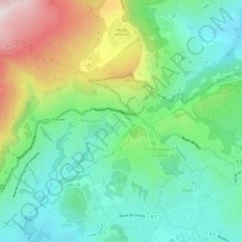 Mappa topografica Les Roumégons, altitudine, rilievo