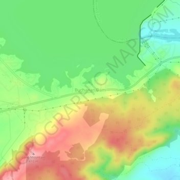 Mappa topografica Buchanan Dam, altitudine, rilievo