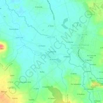 Mappa topografica Os Campos, altitudine, rilievo