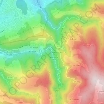 Mappa topografica La Rouère, altitudine, rilievo