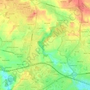 Mappa topografica Bernard, altitudine, rilievo
