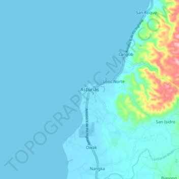 Mappa topografica Asturias, altitudine, rilievo