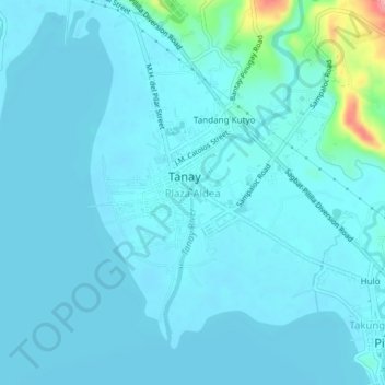 Mappa topografica Plaza Aldea, altitudine, rilievo