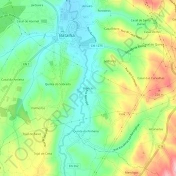 Mappa topografica Brancas, altitudine, rilievo