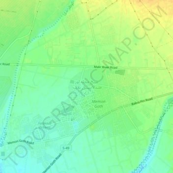 Mappa topografica Shaikh Muhallah And Qalanda Basti Block-A, altitudine, rilievo