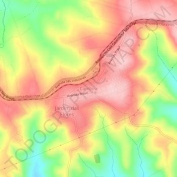 Mappa topografica Cambira, altitudine, rilievo