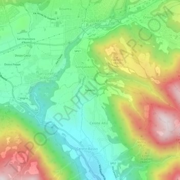 Mappa topografica Novezio, altitudine, rilievo