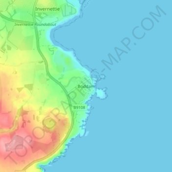 Mappa topografica Boddam, altitudine, rilievo