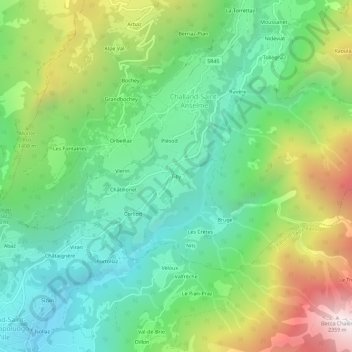 Mappa topografica Tilly, altitudine, rilievo