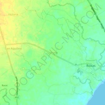 Mappa topografica Odiong, altitudine, rilievo