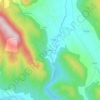 Mappa topografica Caranca, altitudine, rilievo
