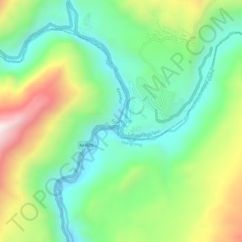 Mappa topografica Sumdo, altitudine, rilievo