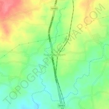 Mappa topografica Nallattipalayam, altitudine, rilievo