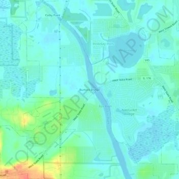 Mappa topografica Burtons Bridge, altitudine, rilievo