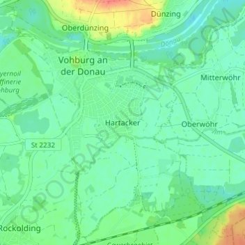 Mappa topografica Hartacker, altitudine, rilievo