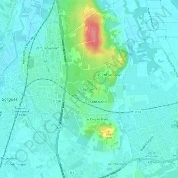 Mappa topografica Tout Vent, altitudine, rilievo