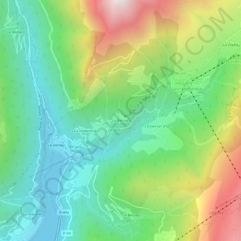 Mappa topografica Le Perrier, altitudine, rilievo