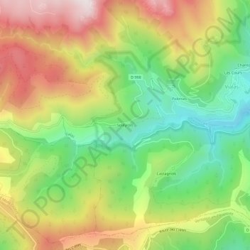 Mappa topografica Soleyrols, altitudine, rilievo