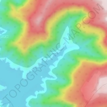 Mappa topografica Vele, altitudine, rilievo