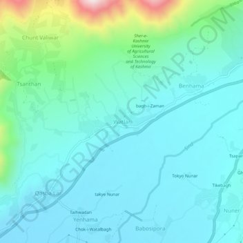 Mappa topografica Watlar, altitudine, rilievo