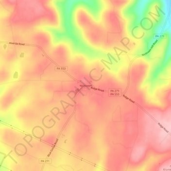 Mappa topografica Nicktown, altitudine, rilievo